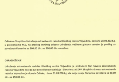 Odluka skupštine Udruženja zdravstvenih radnika
